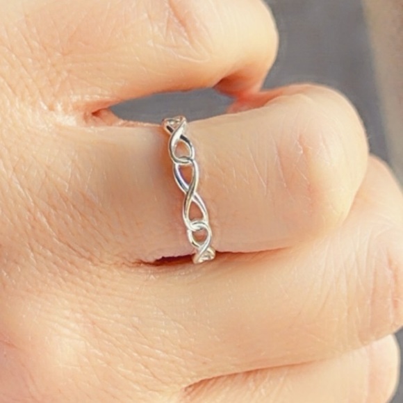 Sterling Silver Dainty Infinity Ring - Picture 2 of 10